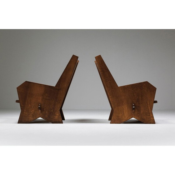 Image 1 of Paire de fauteuils vintage en hêtre teinté, Italie 1940