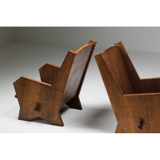 Image 1 of Paire de fauteuils vintage en hêtre teinté, Italie 1940