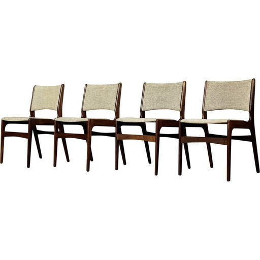 Ensemble de 4 chaises vintage en teck et laine beige par Erik Buch pour Anderstrup Møbelfabrik, Danemark 1950