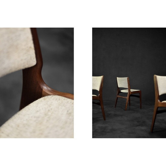 Image 1 of Ensemble de 4 chaises vintage en teck et laine beige par Erik Buch pour Anderstrup Møbelfabrik, Danemark 1950