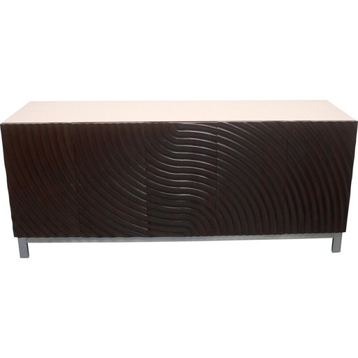 Buffet bas vintage en métal argenté, 1970