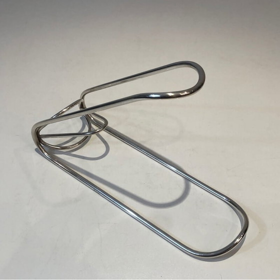 Image 1 of Porte-bouteille vintage en métal argenté, France 1930