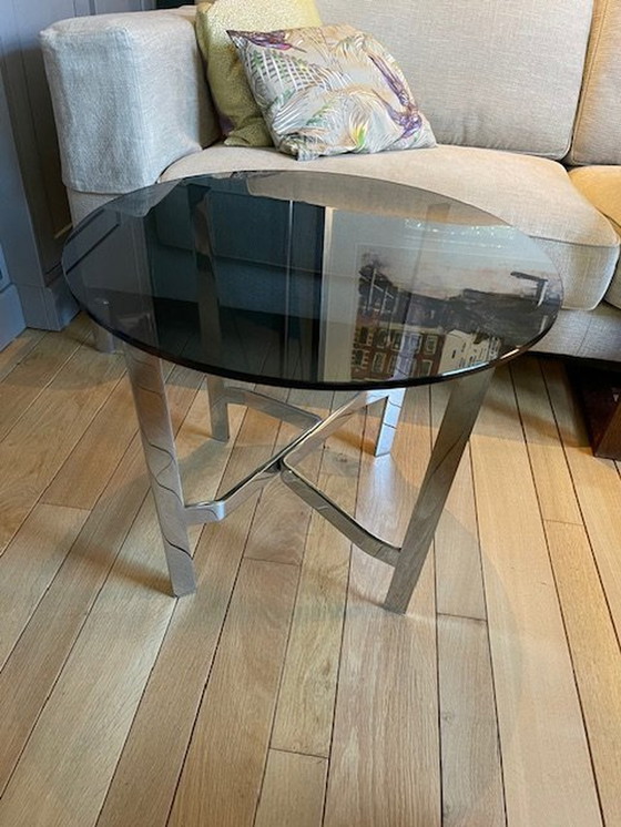 Image 1 of Quake Molteni Side Table With Smoked Glass Drns 60 Cm