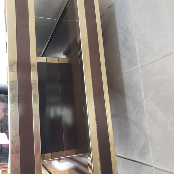 Image 1 of Table basse vintage à double plateau en métal doré et acier inoxydable poli par Roche Bobois, 1970