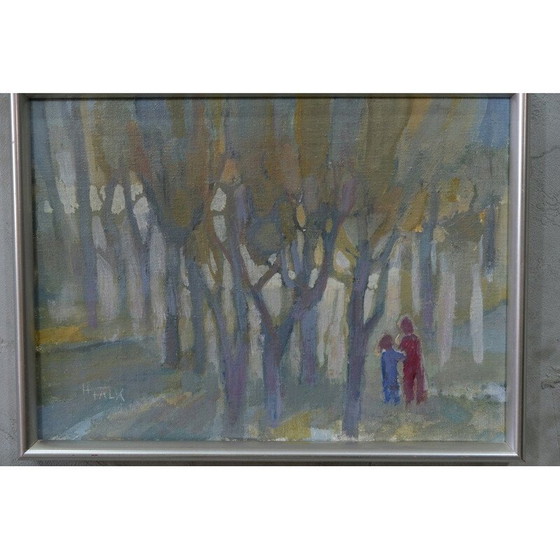 Image 1 of Peinture à l'huile vintage sur toile moderne de Hildegard Schüller-Falk, Suède 1993