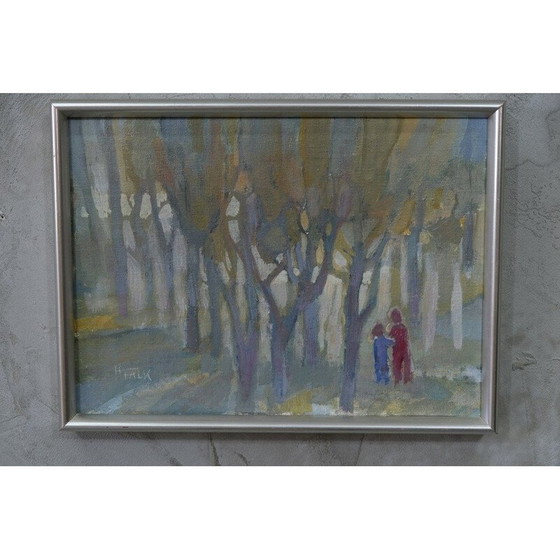 Image 1 of Peinture à l'huile vintage sur toile moderne de Hildegard Schüller-Falk, Suède 1993