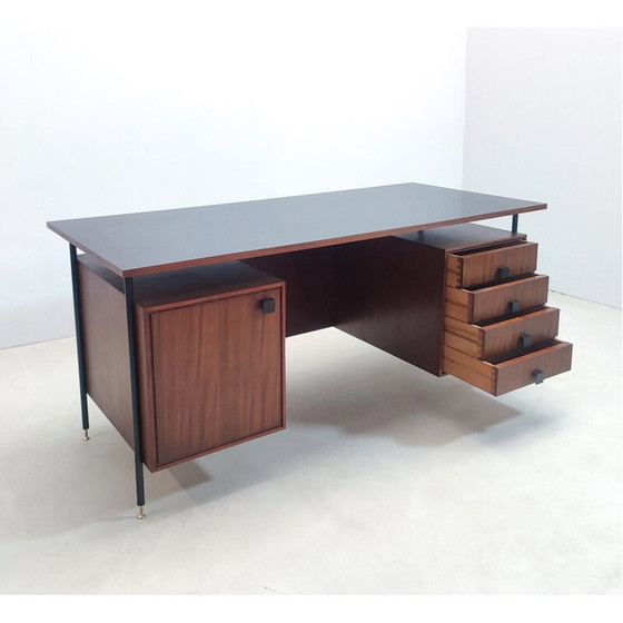 Image 1 of Bureau italien du Mid Century avec tiroirs en bois, années 1960