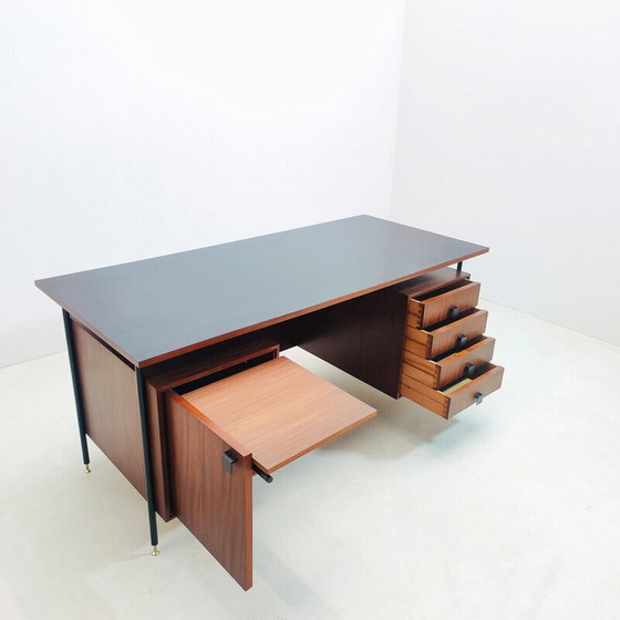 Image 1 of Bureau italien du Mid Century avec tiroirs en bois, années 1960