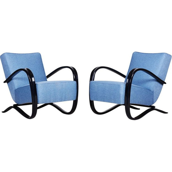 Image 1 of Paire de fauteuils bleus vintage par Halabala pour Up Zavody, Tchécoslovaquie 1930