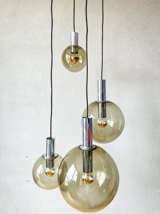 Image 1 of Lampe en cascade vintage Glashütte Limburg