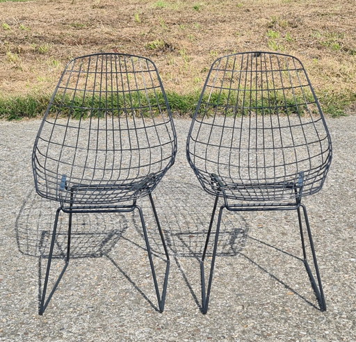 2x Cees Braakman For Pastoe chaise en fil de fer 1960s