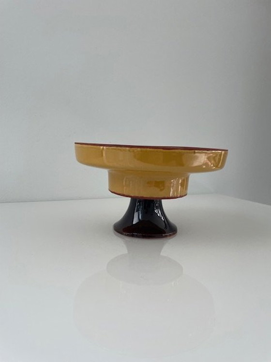 Image 1 of Bougeoir Vintage/Rétro sur pied Ochre-Brown Glaze
