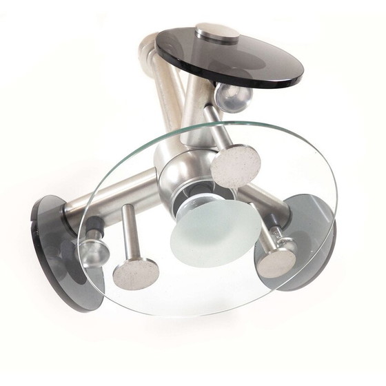 Image 1 of Lampe suspendue vintage en verre fumé