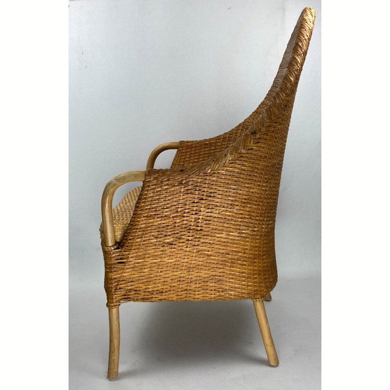 Image 1 of Fauteuil en sangle, cuir et hêtre, 1970