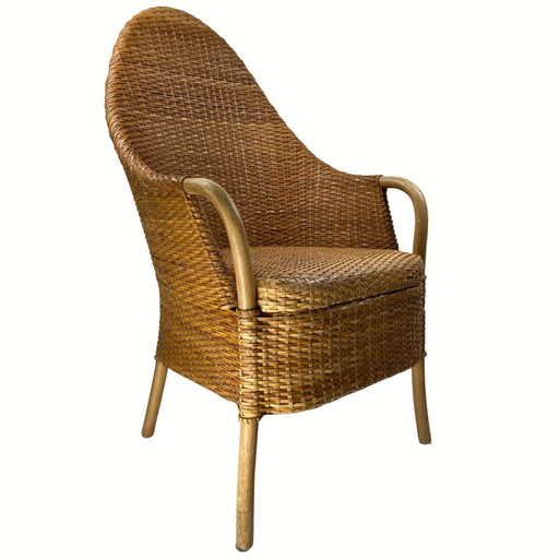 Fauteuil en sangle, cuir et hêtre, 1970