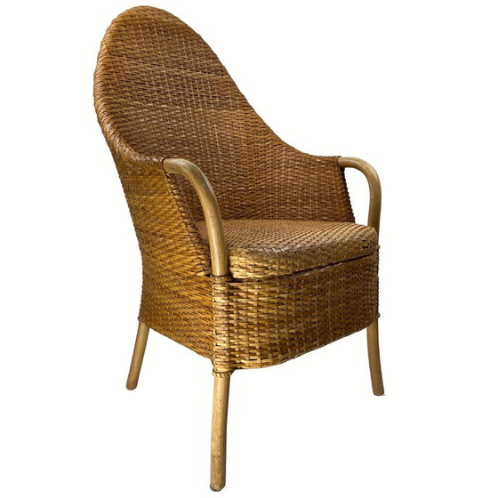 Image 1 of Fauteuil en sangle, cuir et hêtre, 1970