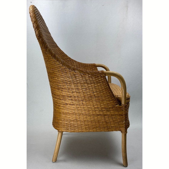 Image 1 of Fauteuil en sangle, cuir et hêtre, 1970