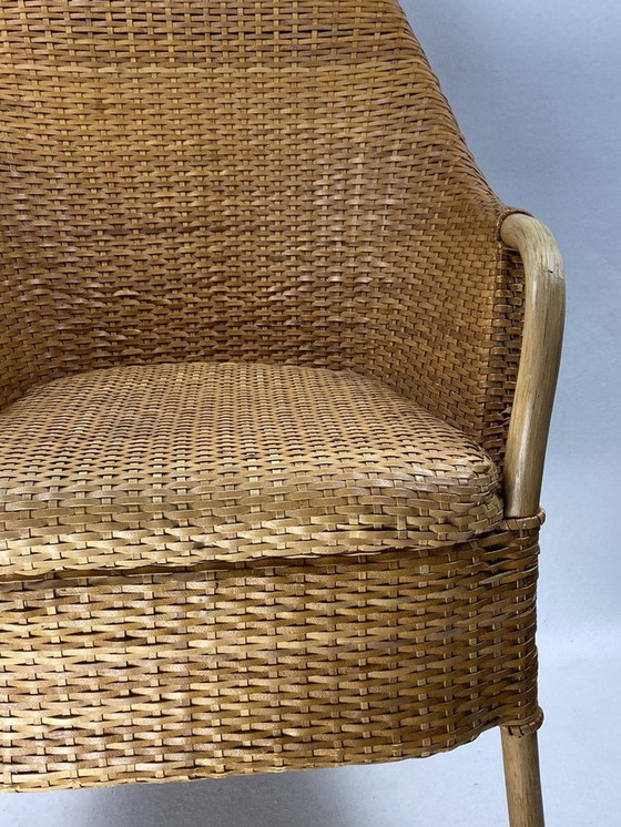 Image 1 of Fauteuil en sangle, cuir et hêtre, 1970