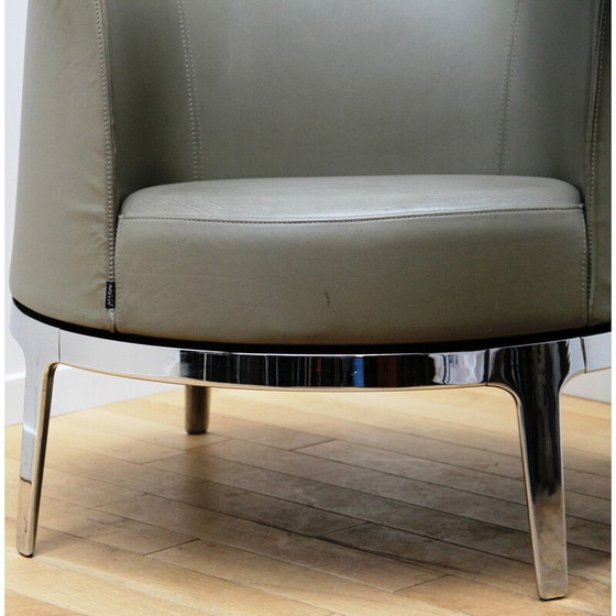 Image 1 of Paire de fauteuils vintage Omni en métal chromé et cuir par Carl Ojerstam pour Materia