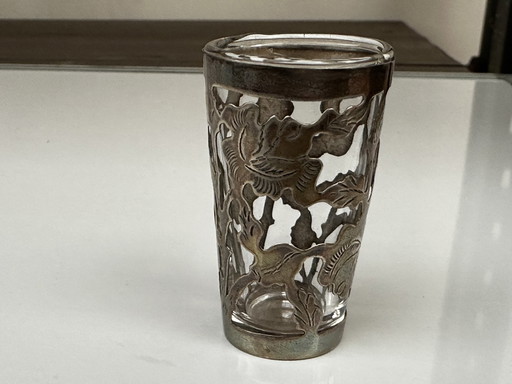 Verre à Liqueur Art-Nouveau - Cristal et Argent - Poinçon Hecho En Mexico 925