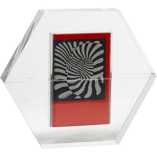 Sculpture vintage Hexagone par Victor Vasarely 1988s