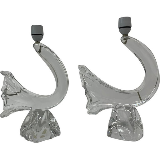 Paire de lampes de table en cristal pour Daum, France, années 1950