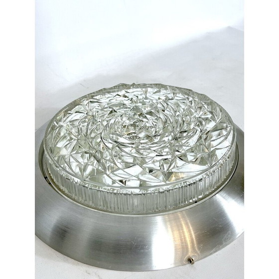 Image 1 of Applique en aluminium et verre du milieu du siècle par Stilux Milano, années 1960.