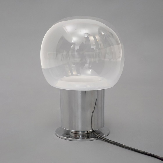 Image 1 of Paire de lampes de table en verre et métal chromé, années 1970