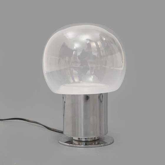 Image 1 of Paire de lampes de table en verre et métal chromé, années 1970