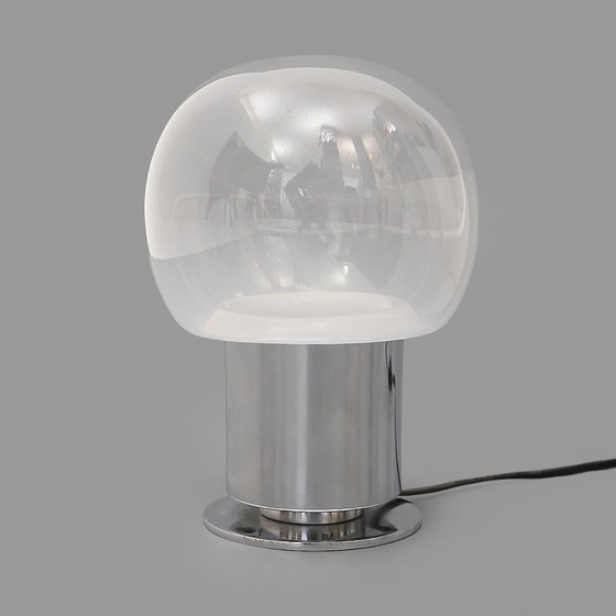 Image 1 of Paire de lampes de table en verre et métal chromé, années 1970