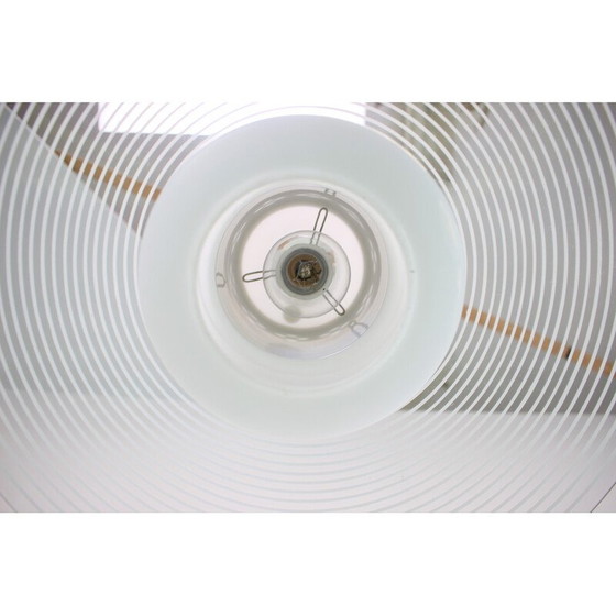 Image 1 of Lampe suspendue vintage en acier chromé et verre par Valašské Meziříčí, Tchécoslovaquie 1970.