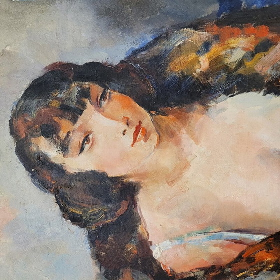 Image 1 of Peinture ancienne "Portrait de Kiki de Montparnasse" par Pierre-Ernest Kohl, France 1931