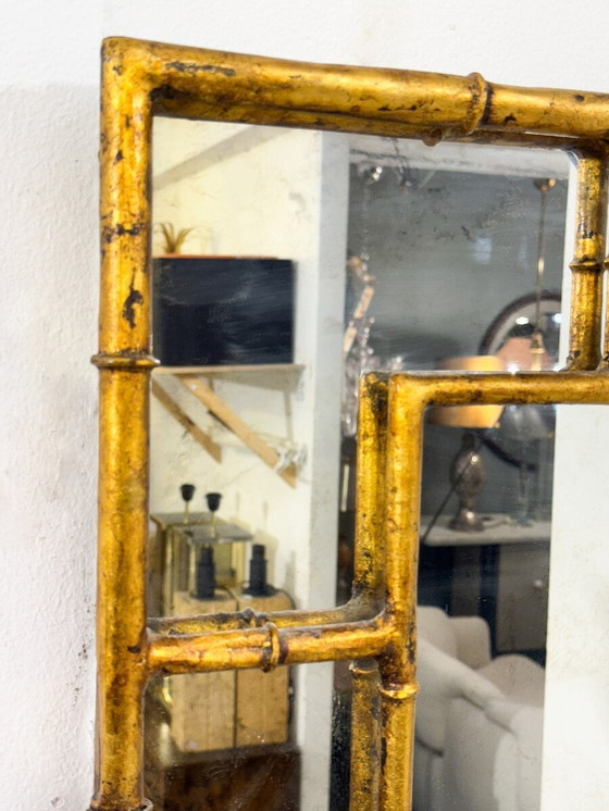 Image 1 of Faux Bamboo Mirror, Gilded Metal