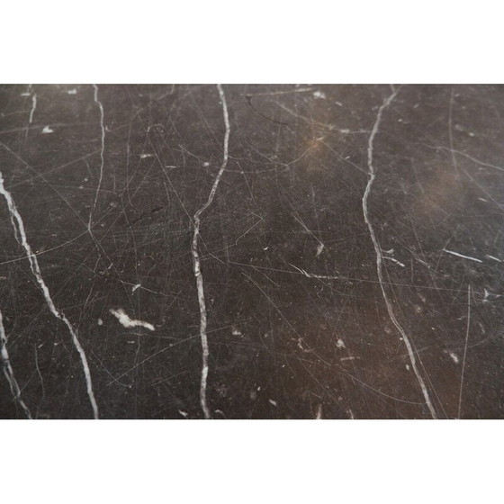 Image 1 of Grande console du milieu du siècle avec plateau ovale en marbre et pieds en bois, Italie, années 1970