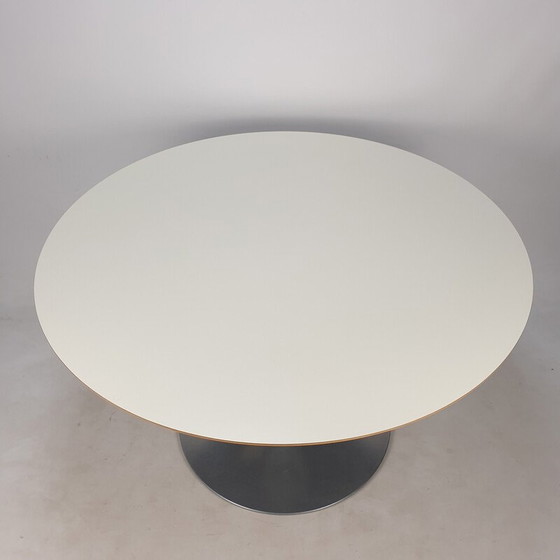 Image 1 of Table de salle à manger ronde en bois plaqué blanc par Pierre Paulin pour Artifort, 1960