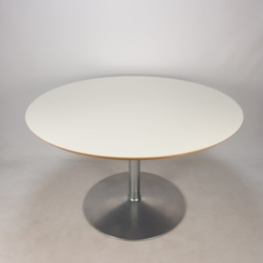 Table de salle à manger ronde en bois plaqué blanc par Pierre Paulin pour Artifort, 1960