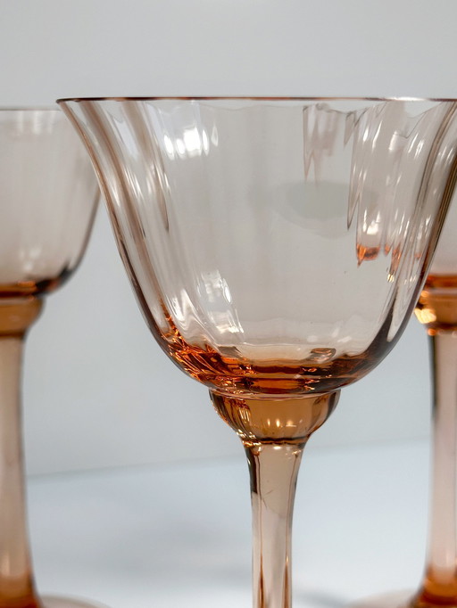 3X Verres à vin Art Nouveau Rosalin Swirl 1910 Vin rouge Vin blanc