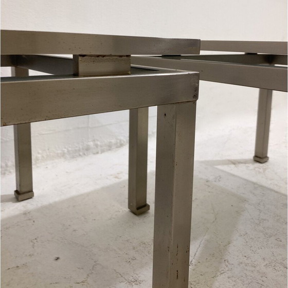 Image 1 of Paire de tables d'appoint vintage en métal et verre, Italie 1970