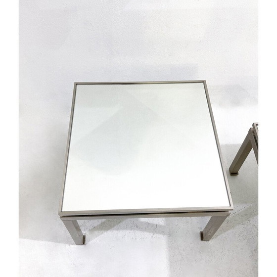 Image 1 of Paire de tables d'appoint vintage en métal et verre, Italie 1970