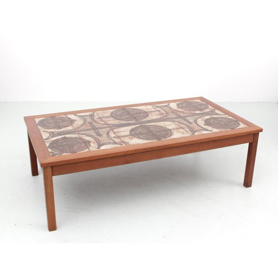 Image 1 of Table basse vintage scandinave en teck et céramique
