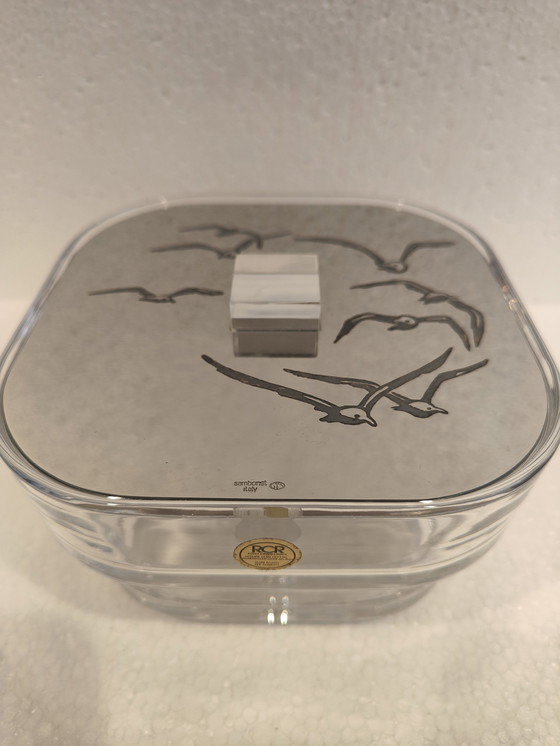 Image 1 of Seau à glace en verre et acier par Roberto Sambonet, années 1980