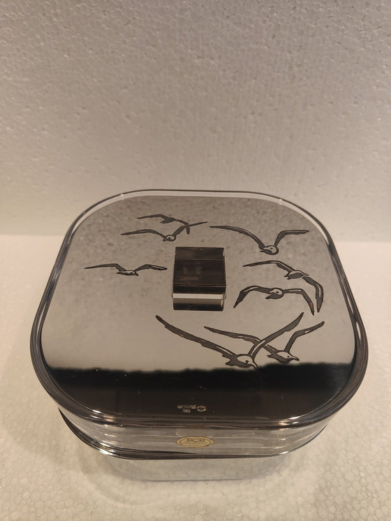 Image 1 of Seau à glace en verre et acier par Roberto Sambonet, années 1980