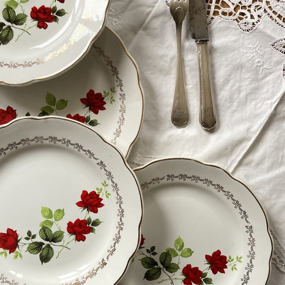 Image 1 of Lot De 6 Assiettes Plates Faïence Ancienne Manufacture Française De Sarreguemines