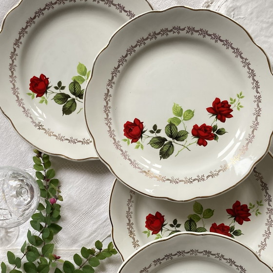 Image 1 of Lot De 6 Assiettes Plates Faïence Ancienne Manufacture Française De Sarreguemines