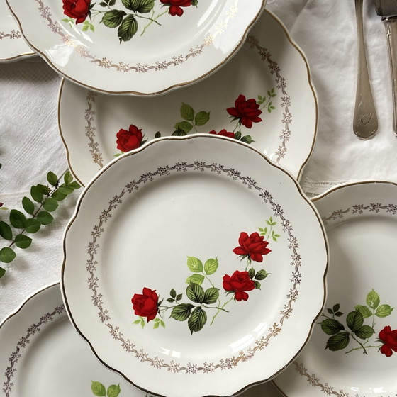 Image 1 of Lot De 6 Assiettes Plates Faïence Ancienne Manufacture Française De Sarreguemines