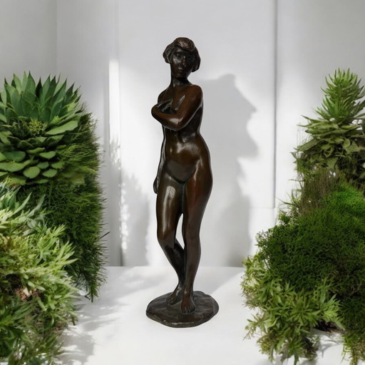 Magnifique Et Rare Bronze D’Époque Art Nouveau Vers 1900 Représentant Une Femme Nue