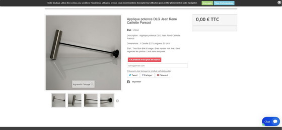 Image 1 of Applique Potence Orientable 1960 Jean René Caillette Pour Parscot Vintage 