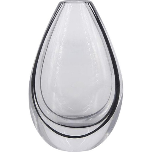 Vase vintage en verre Contour par Vicke Lindstrand pour Kosta, Scandinave 1950