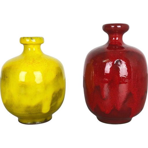 Paire de vases vintage en céramique de lave grasse pour Hartwig Heyne, Allemagne, années 1970