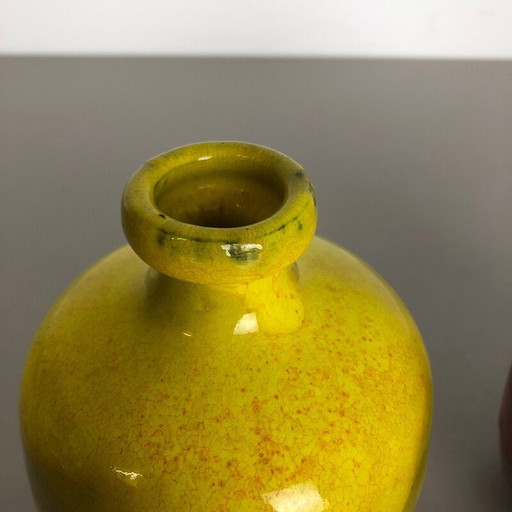 Paire de vases vintage en céramique de lave grasse pour Hartwig Heyne, Allemagne, années 1970